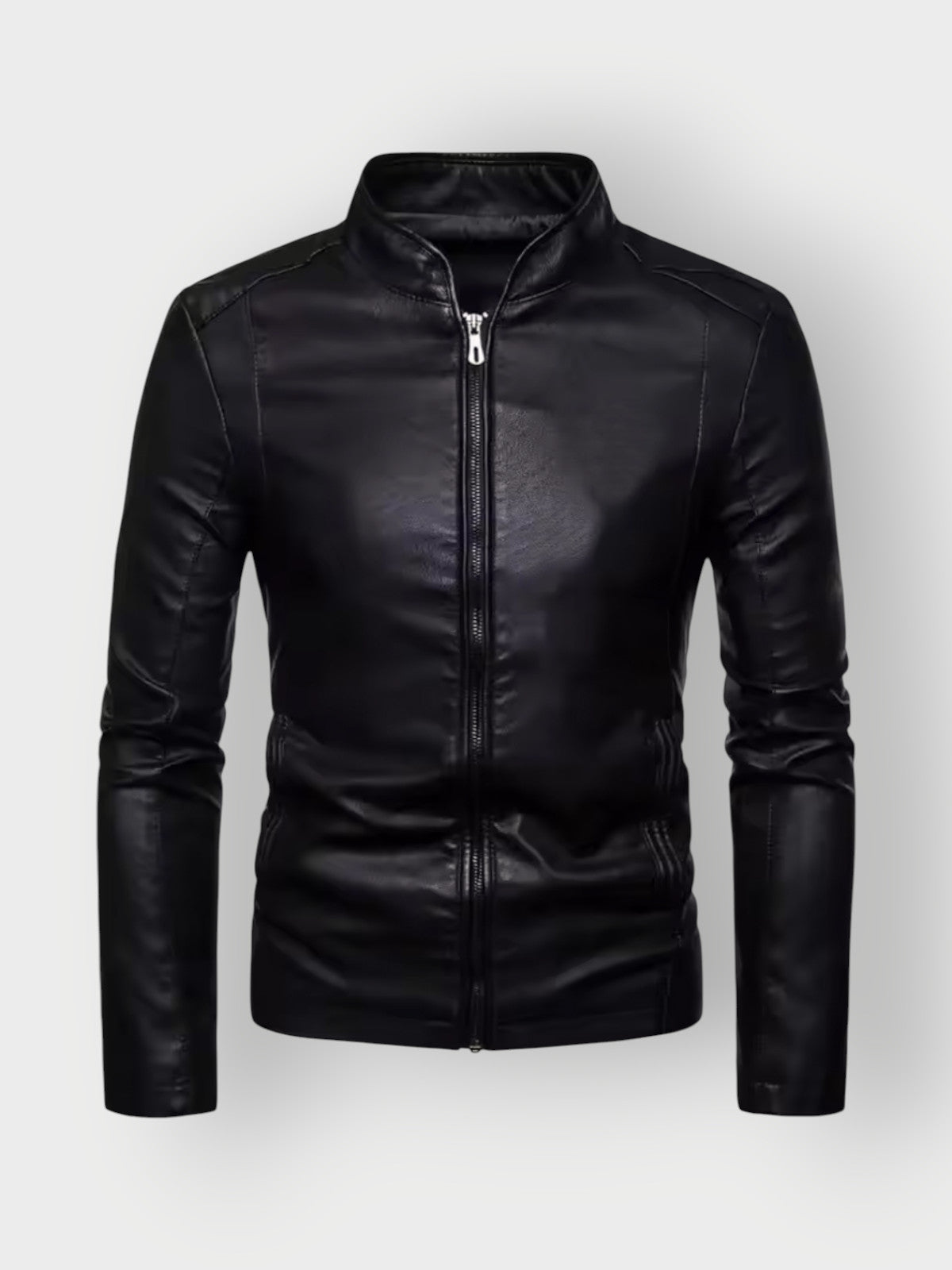 Men's Sleek Black Leather Racer Jacket