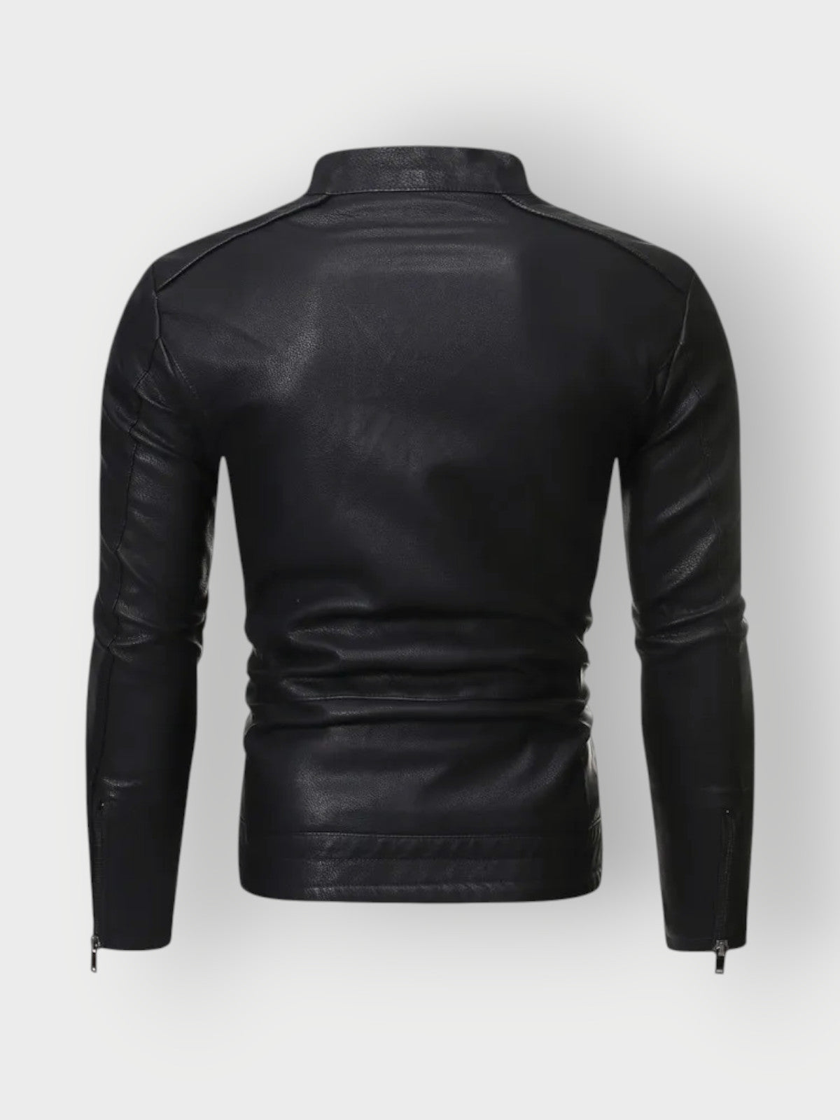 Men's Slim-Fit Black Biker Jacket