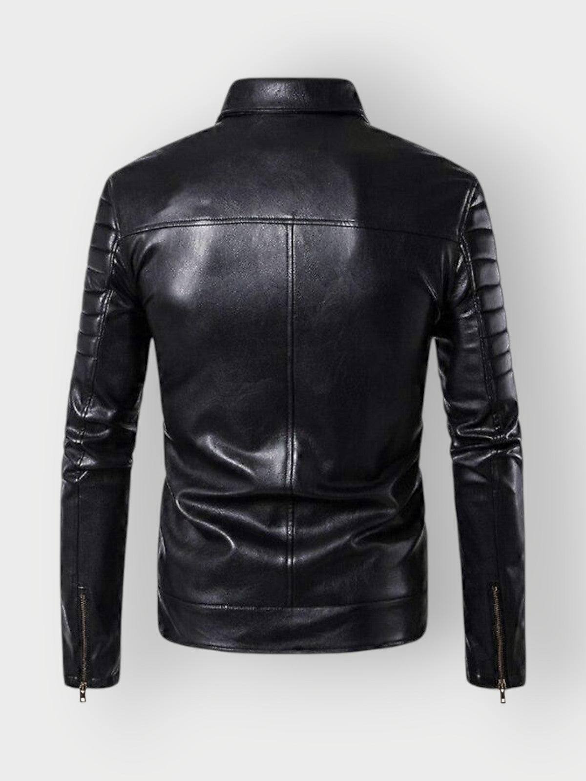 Men's Stand-Collar Leather Biker Jacket