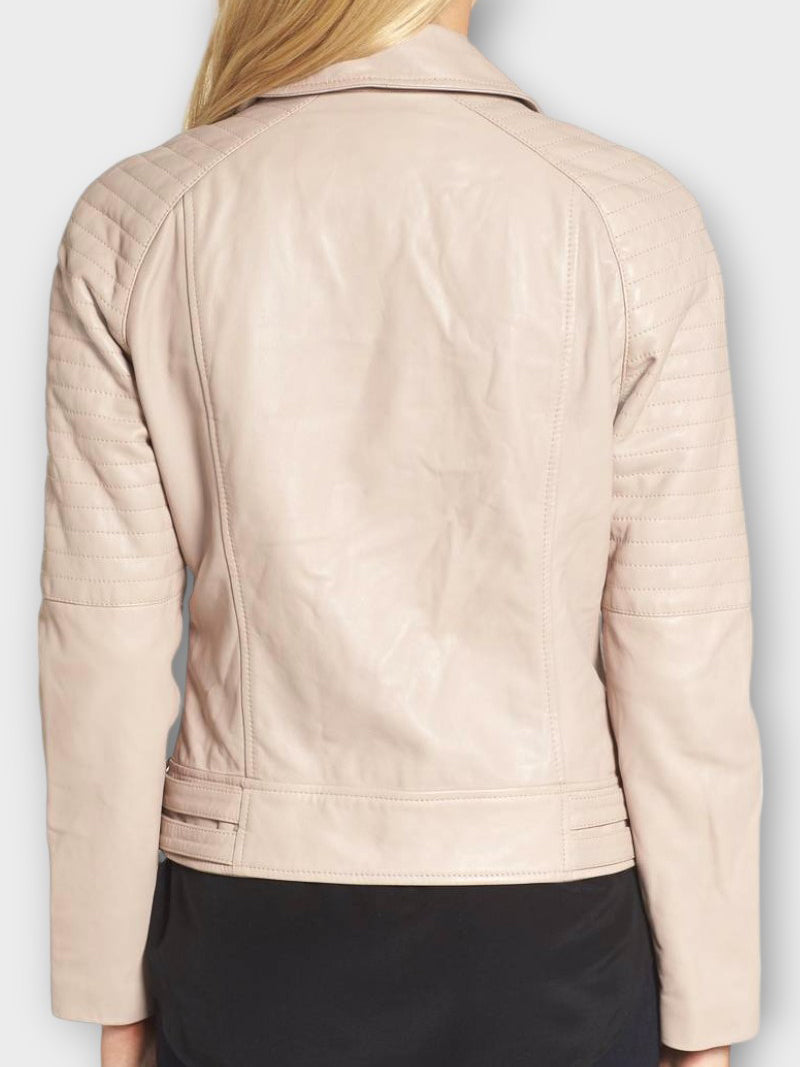 Women's Beige Leather Jacket