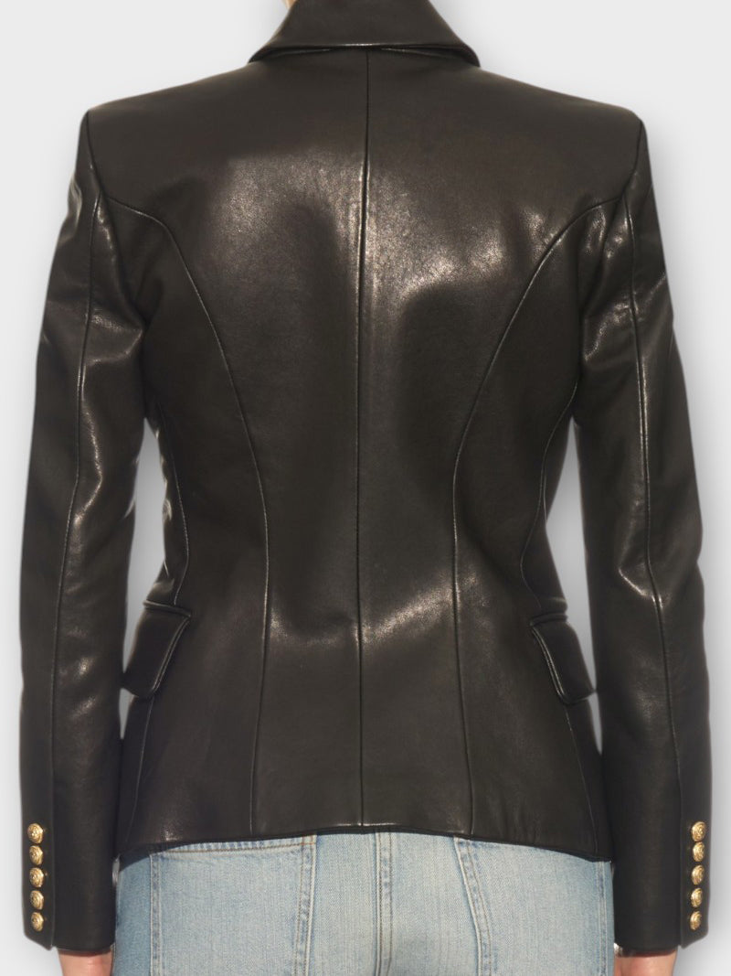 Women's Black Leather Blazer