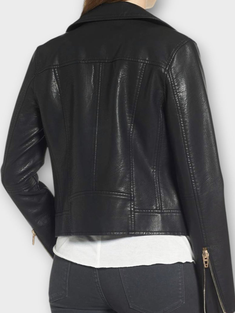 Women's Black Leather Motorcycle Jacket