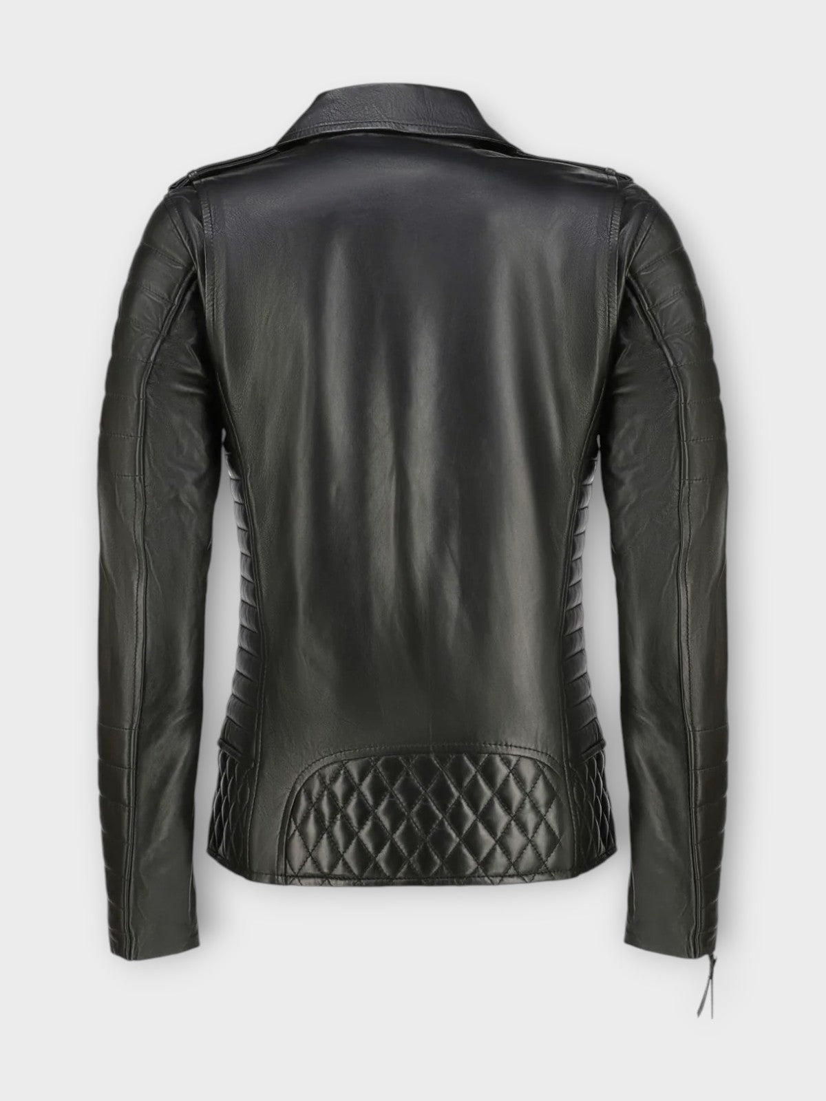 Women's Black Leather Quilted Jacket