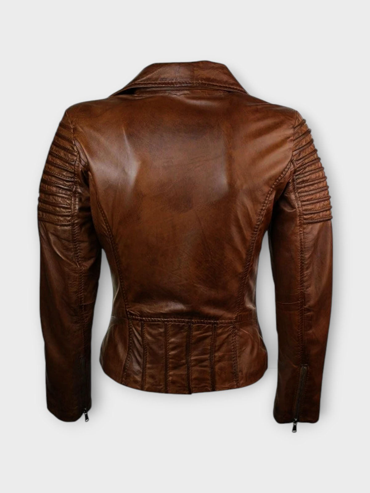 Women's Vintage Waxed Brown Leather Jacket