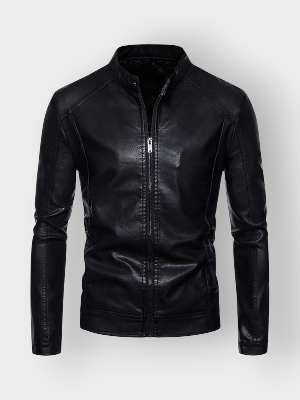 Modern Cut Men's Black Leather Biker Jacket