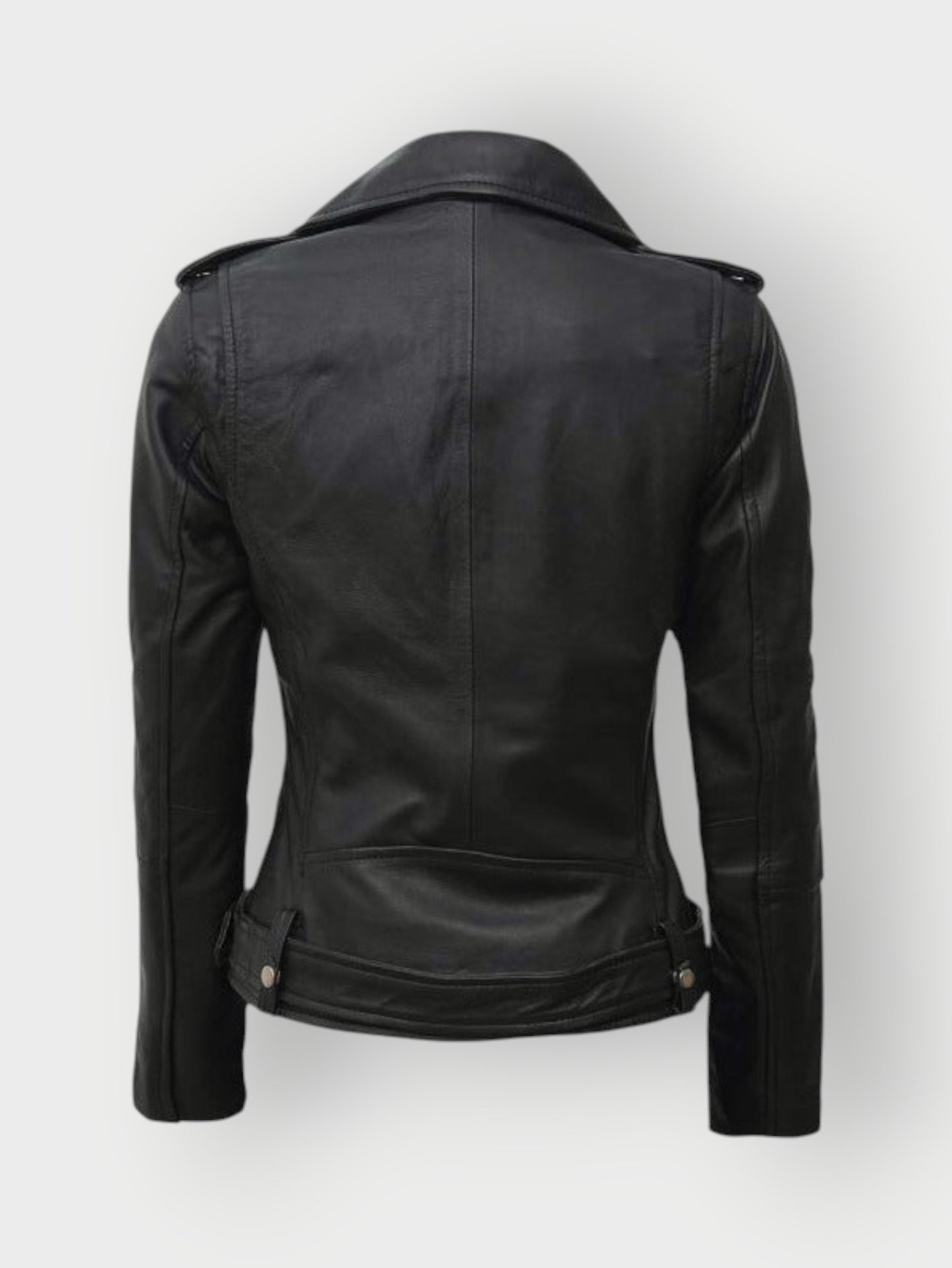Women’s Black Belted Motorcycle Leather Jacket