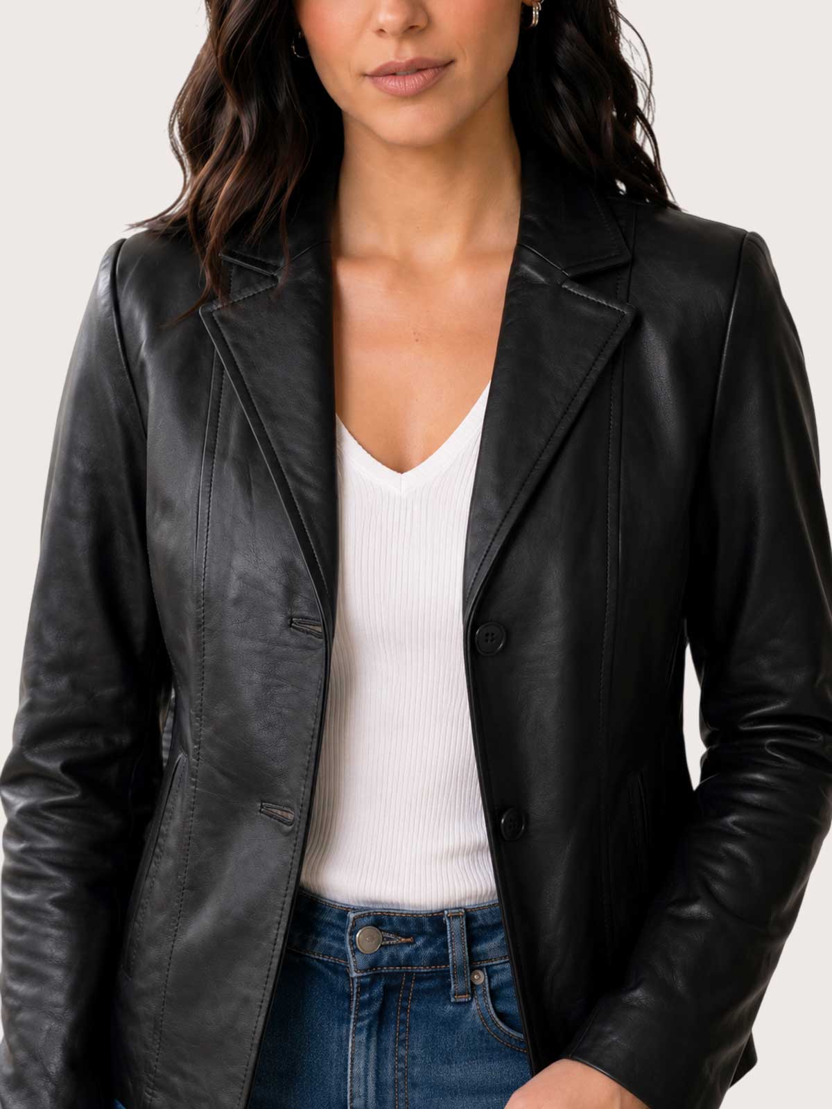 Women's Black Leather Coat