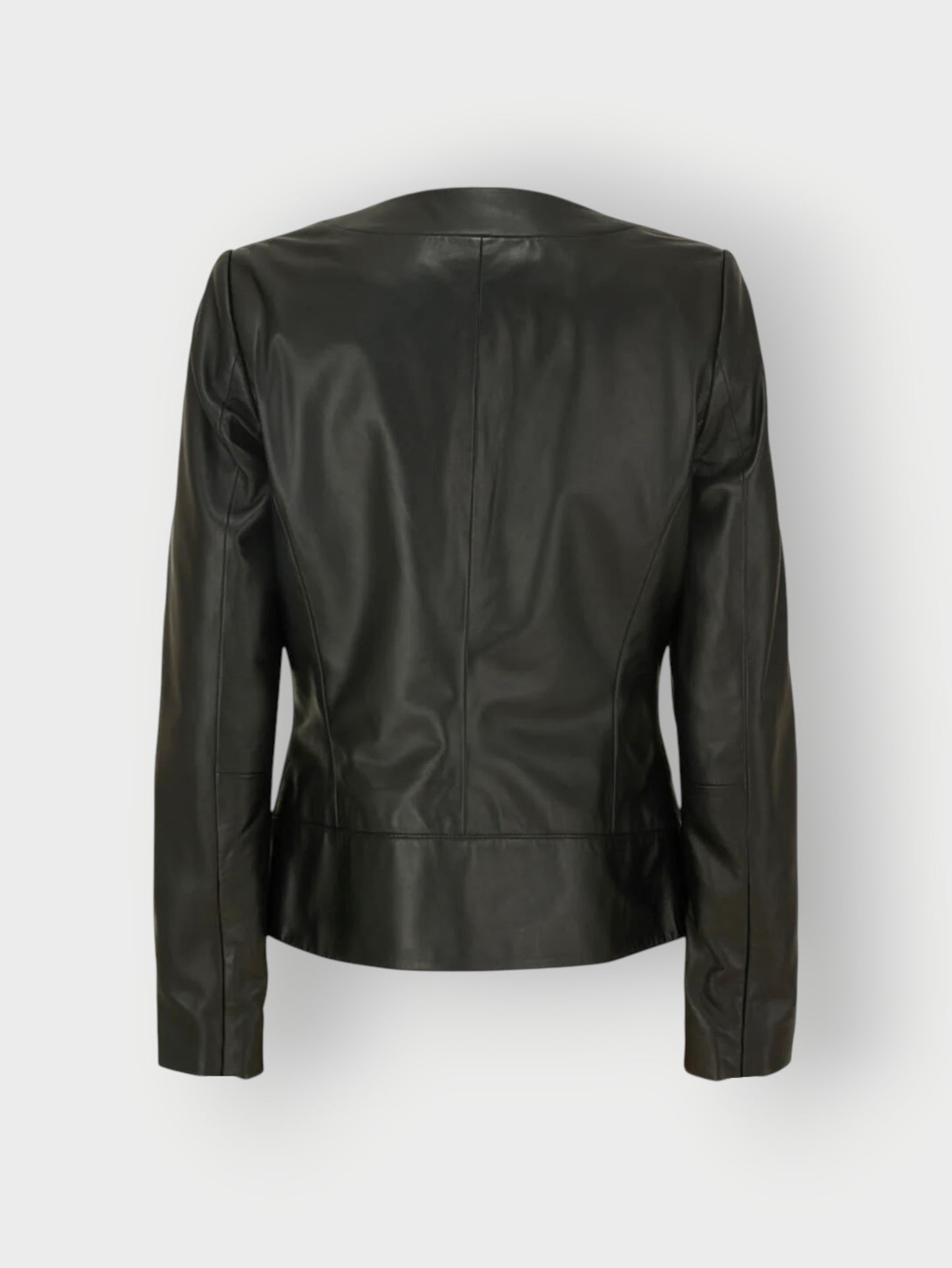 Women's Black Open Front Leather Jacket