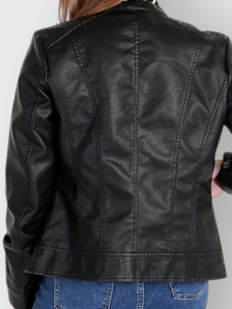 Women's Cafe Racer Black Biker Leather Jacket