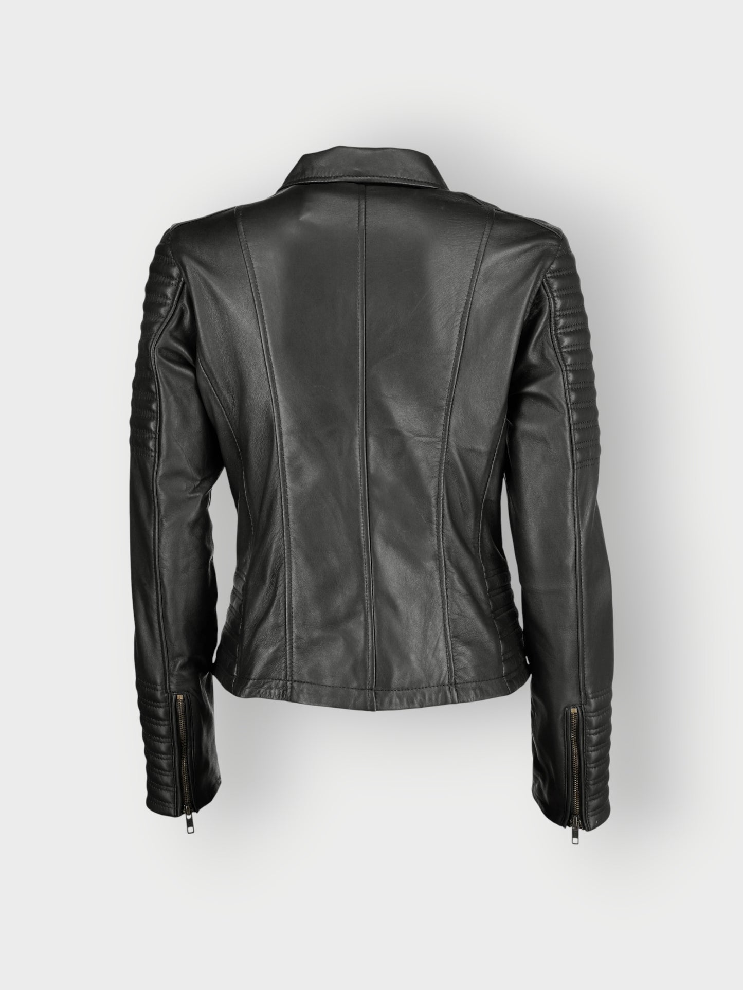 Women's Modern Cut Black Quilted Leather Jacket