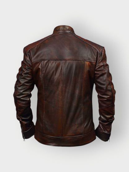 Men's Vintage Brown Leather Waxed Jacket