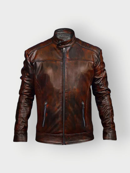 Men's Vintage Brown Leather Waxed Jacket
