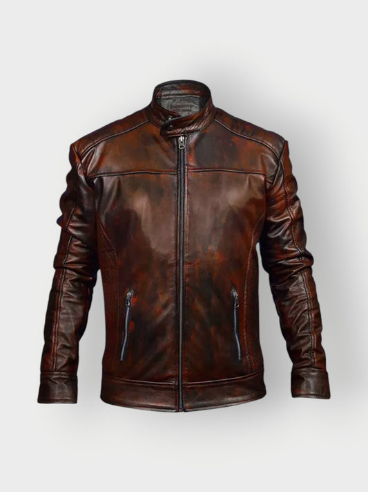 Men's Vintage Brown Leather Waxed Jacket