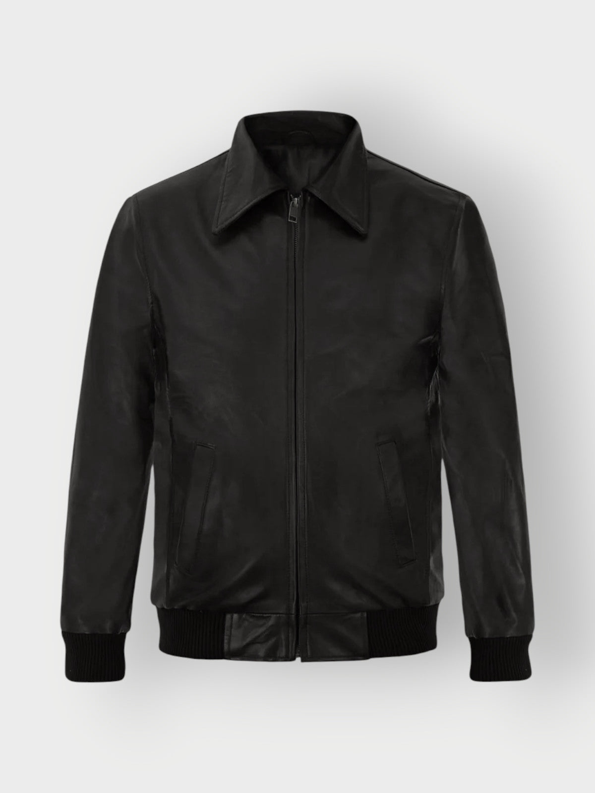 Men's Black Bomber Leather Jacket