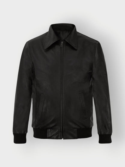 Men's Black Bomber Leather Jacket