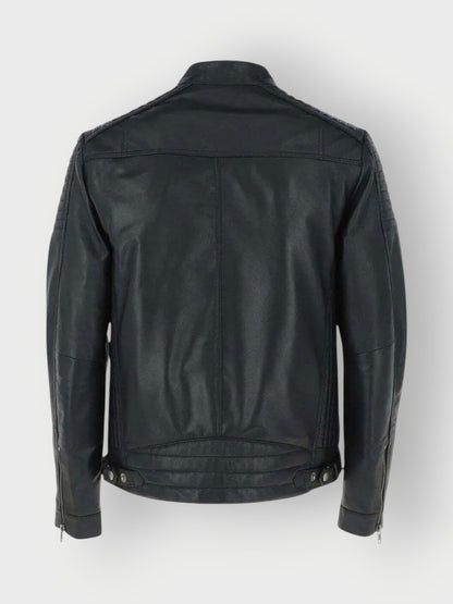 Men's Black Leather Biker Jacket