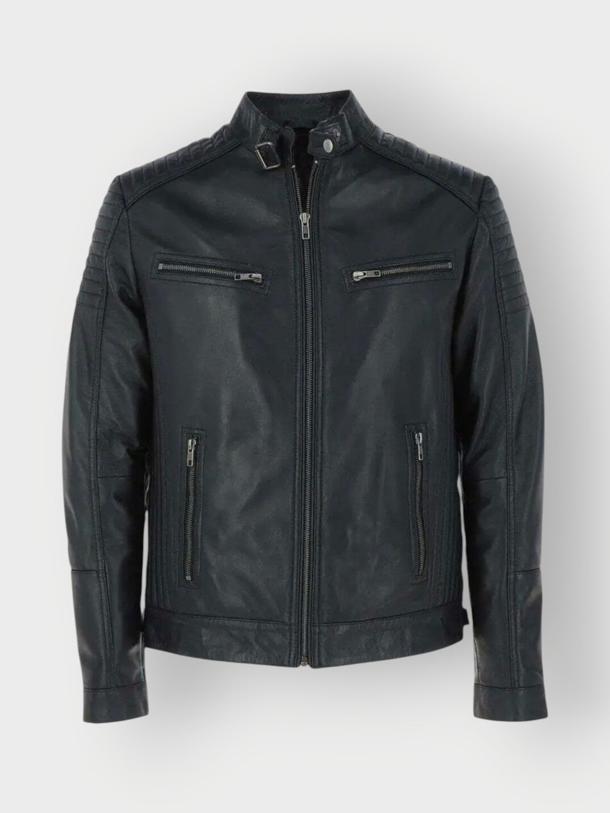 Men's Black Leather Biker Jacket
