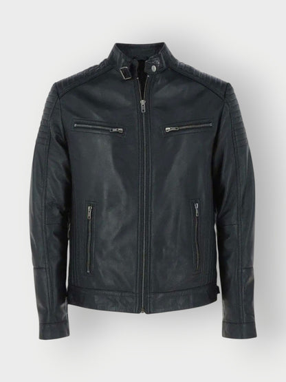 Men's Black Leather Biker Jacket
