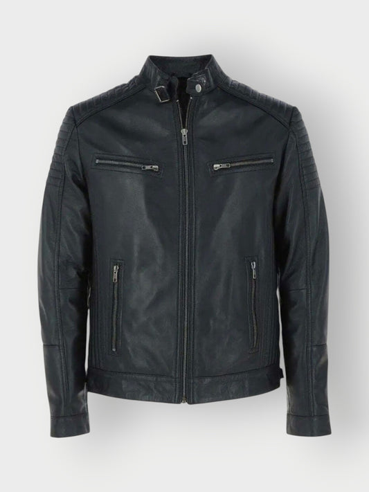 Men's Black Leather Biker Jacket