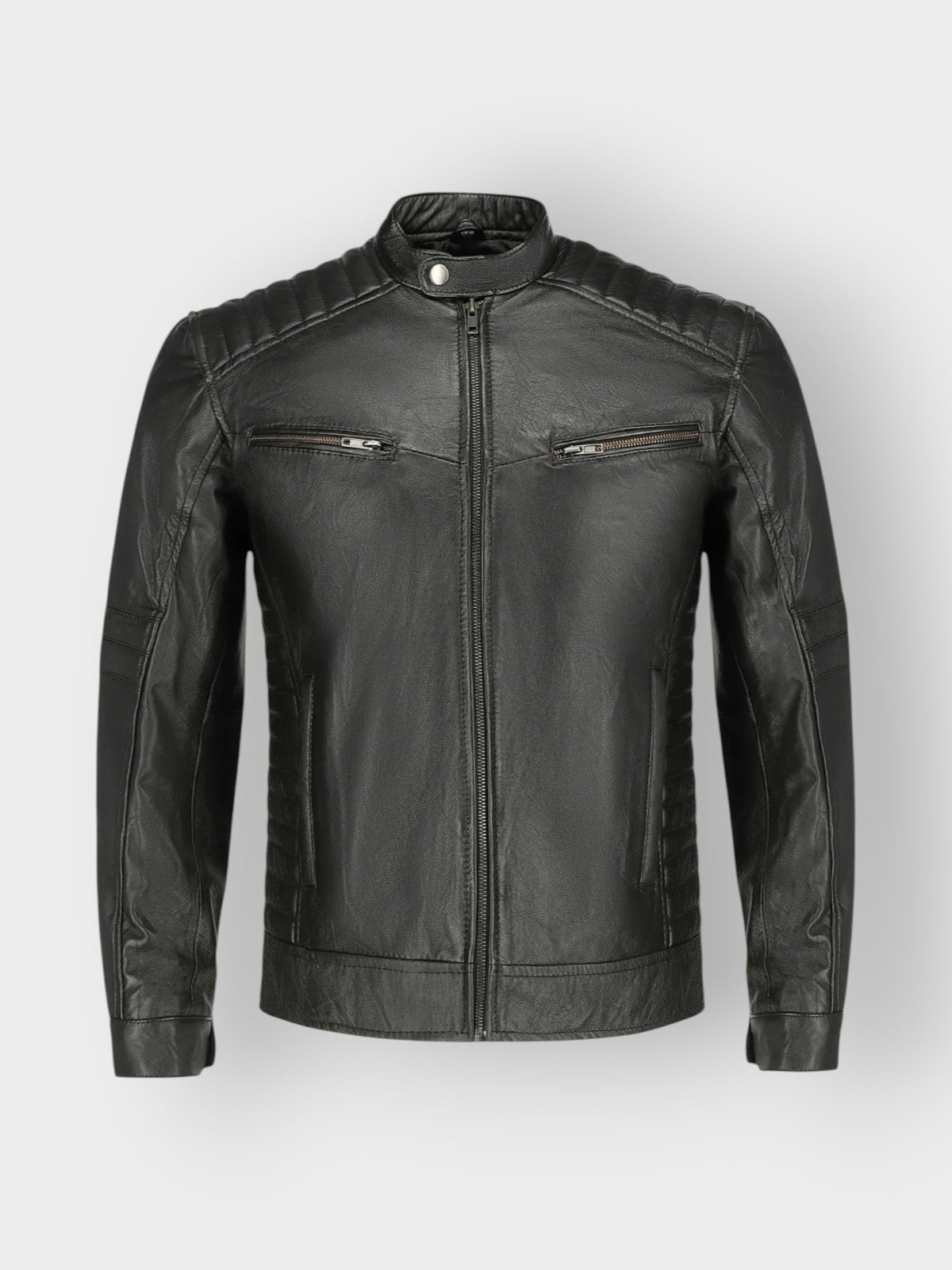 Men's Black Leather Motorcycle Jacket