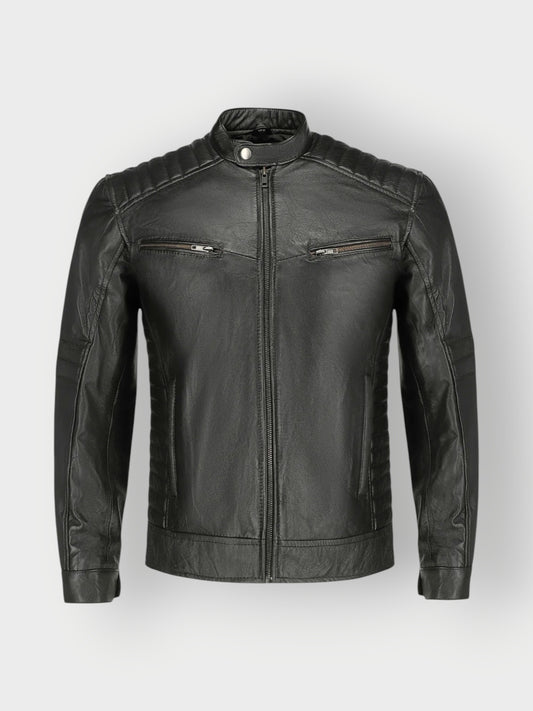 Men's Black Leather Motorcycle Jacket