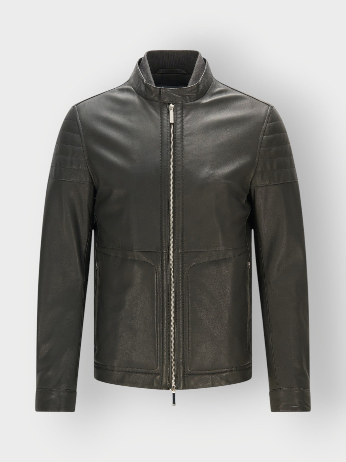 Men's Black Leather Racer Jacket