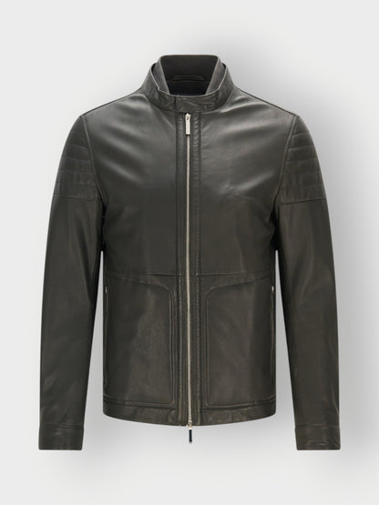 Men's Black Leather Racer Jacket