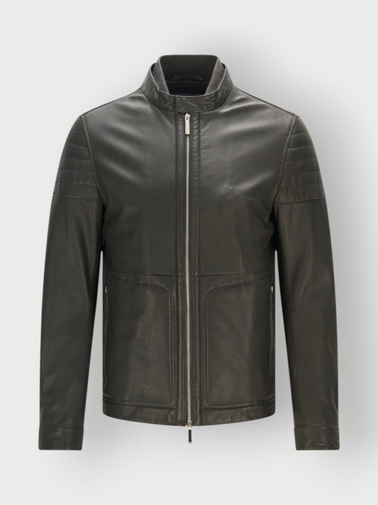 Men's Black Leather Racer Jacket