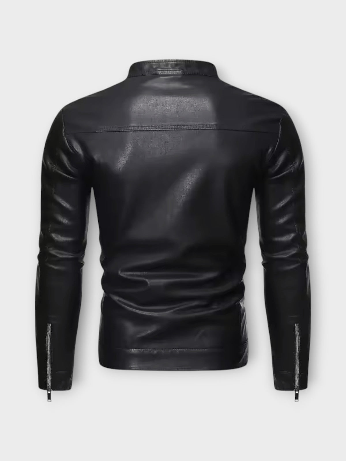 Men’s Black Zip-Up Racer Leather Jacket