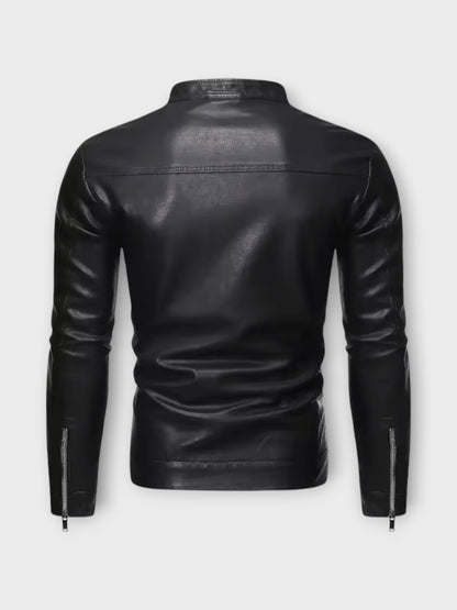 Men’s Black Zip-Up Racer Leather Jacket