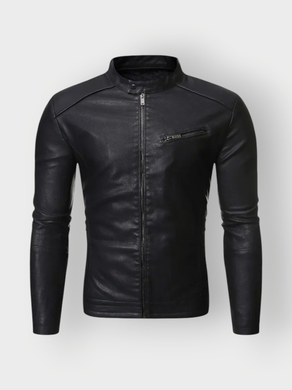 Men’s Black Zip-Up Racer Leather Jacket