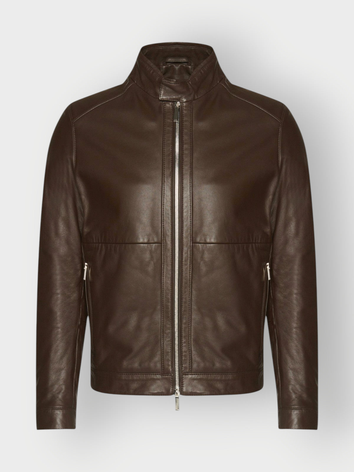 Men's Brown Leather Biker Jacket