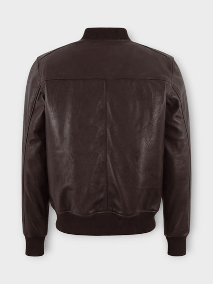 Men's Brown Leather Bomber Jacket