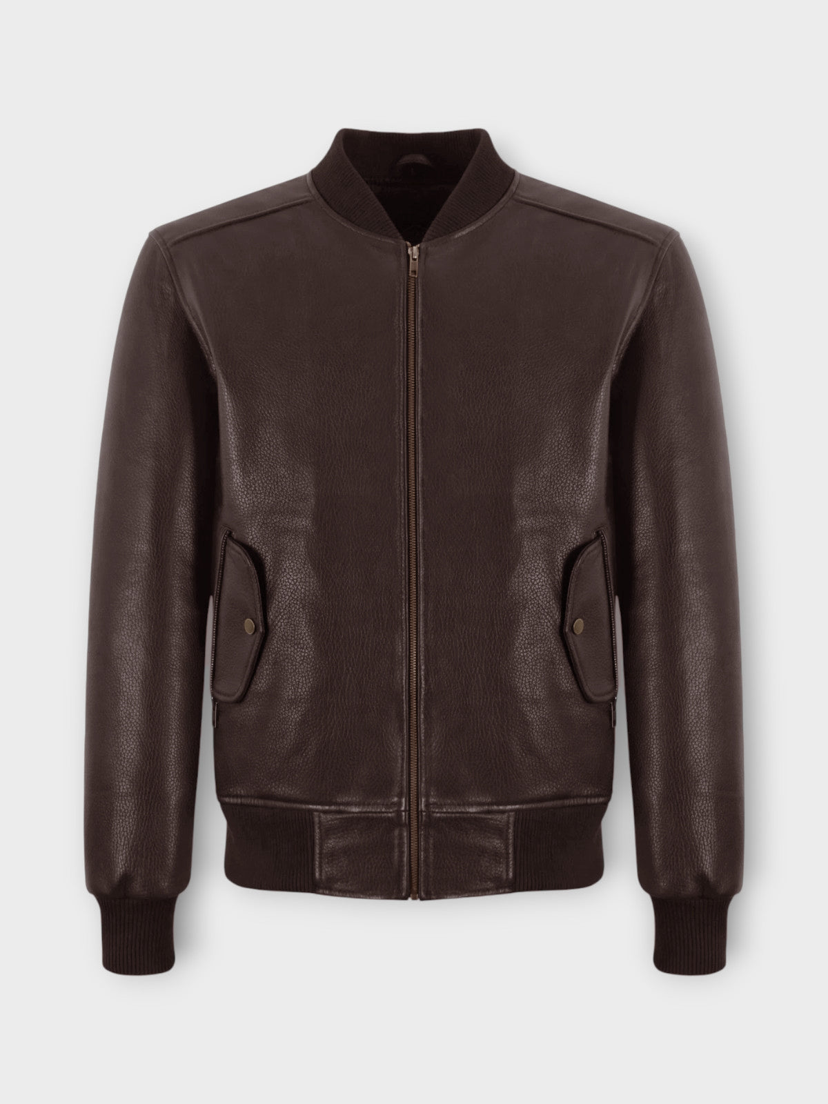 Men's Brown Leather Bomber Jacket
