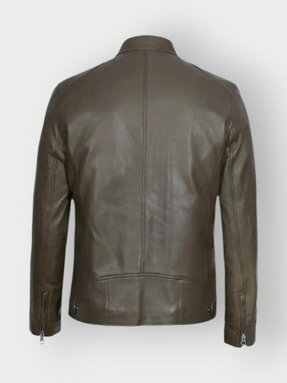 Men’s Brown Leather Cafe Racer Jacket
