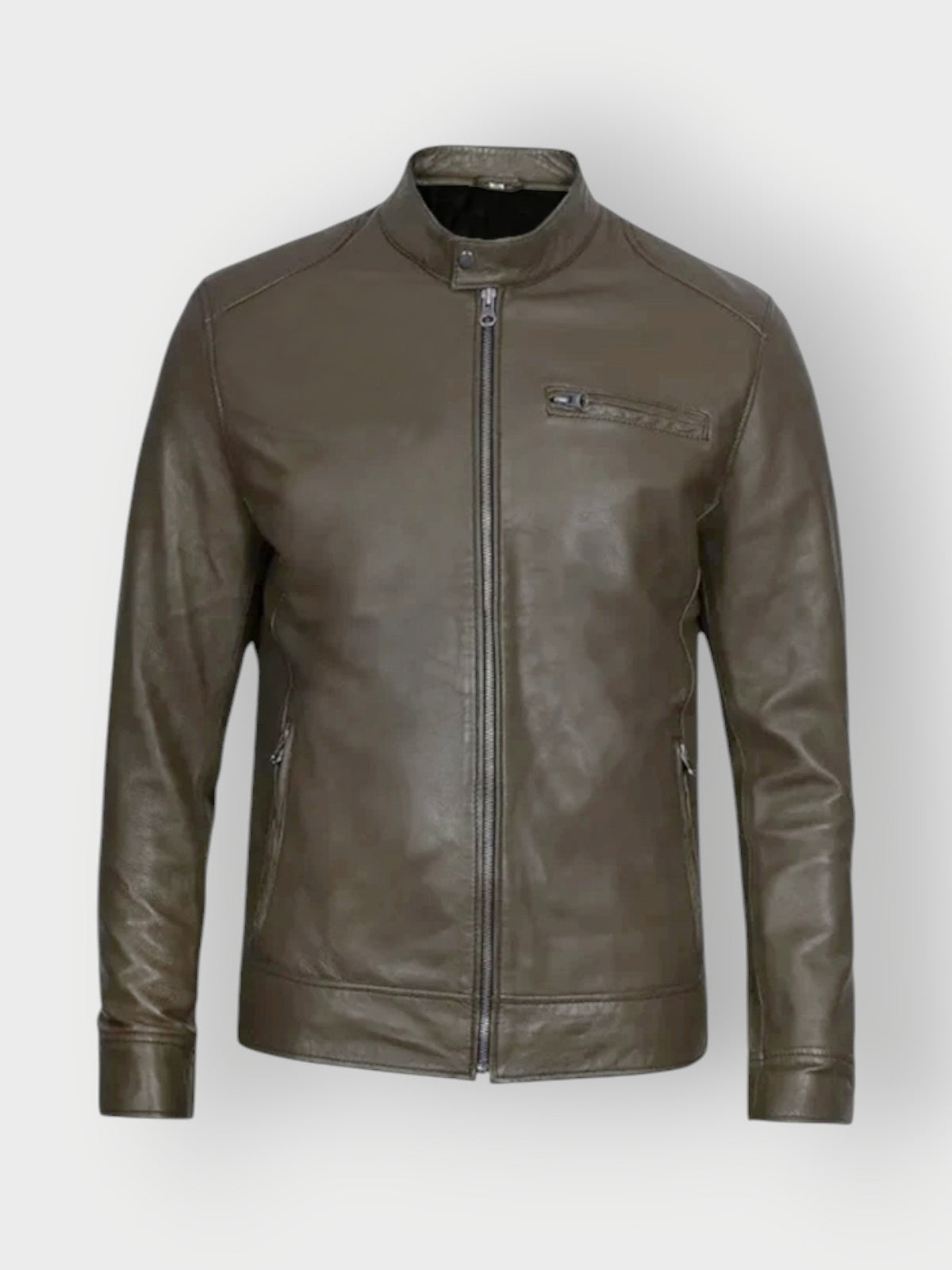Men’s Brown Leather Cafe Racer Jacket
