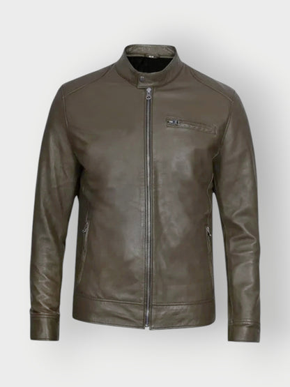 Men’s Brown Leather Cafe Racer Jacket