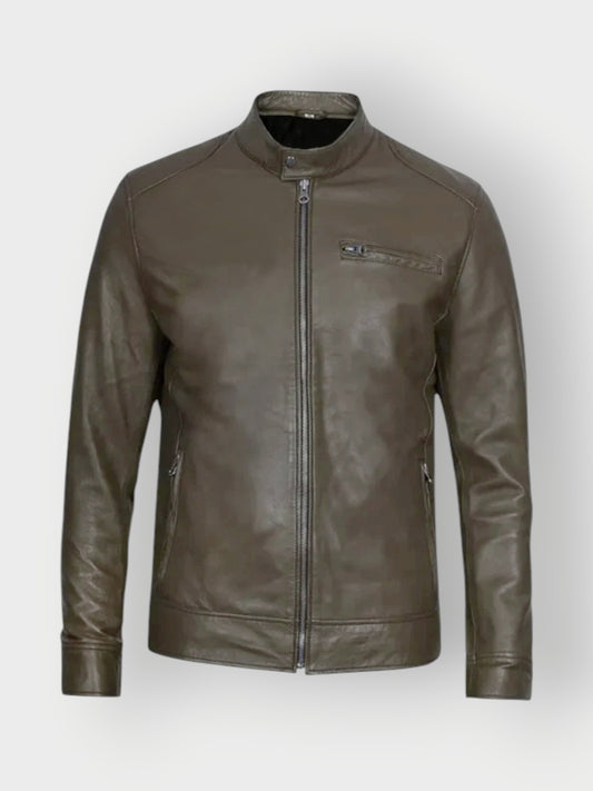 Men’s Brown Leather Cafe Racer Jacket
