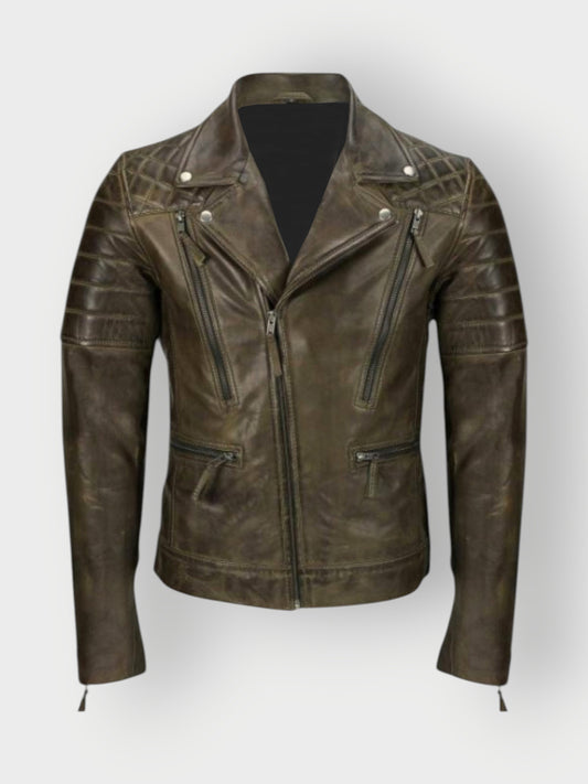 Men's Brown Leather Motorcycle Jacket