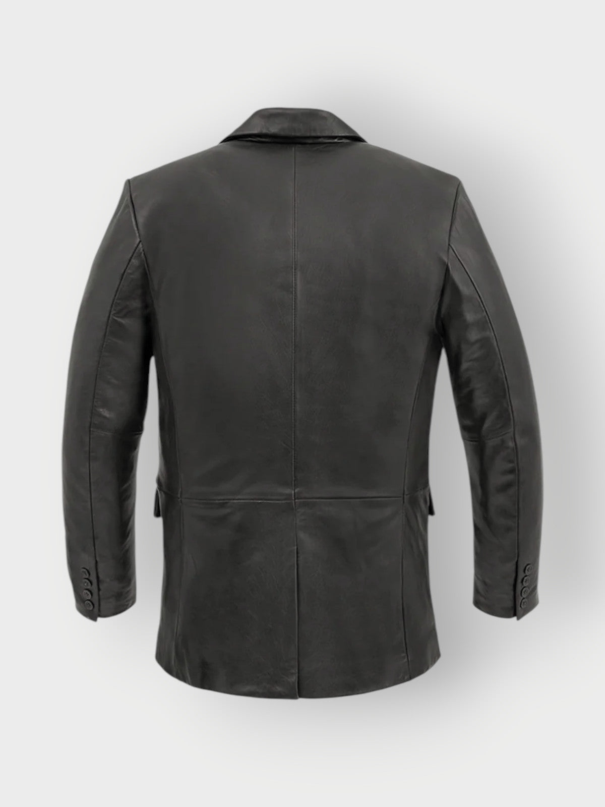 Men's Classic Black Leather Blazer