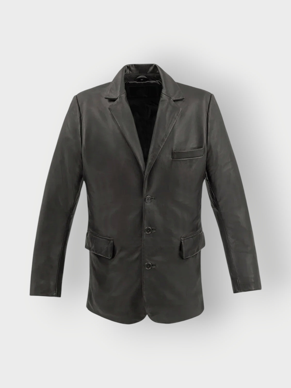 Men's Classic Black Leather Blazer