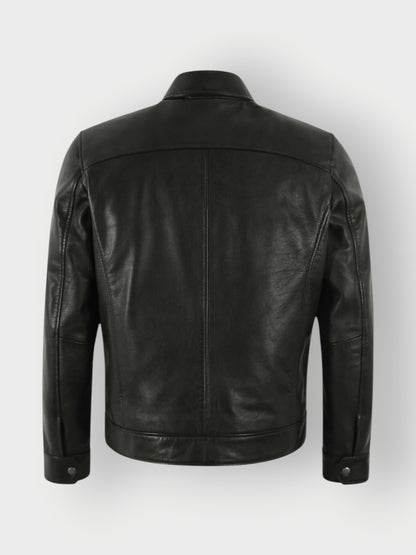 Men's Classic Zipped Black Leather Jacket