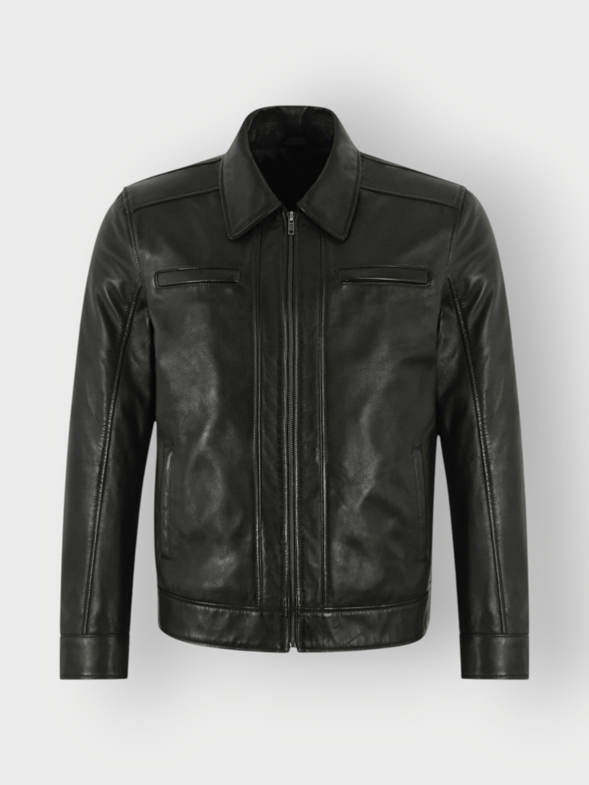 Men's Classic Zipped Black Leather Jacket