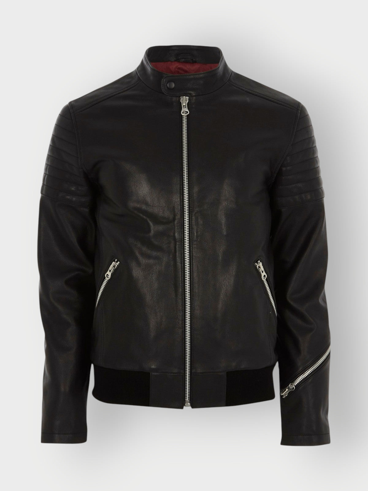 Men's Leather Bomber Jacket