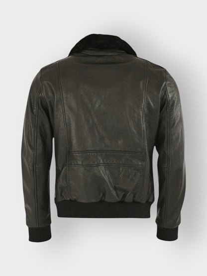 Men's Leather Jacket With Fur Collar