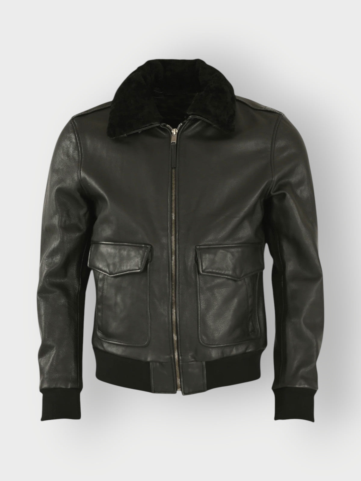 Men's Leather Jacket With Fur Collar