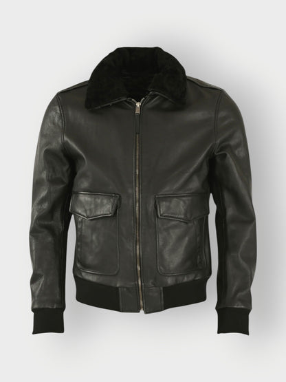 Men's Leather Jacket With Fur Collar