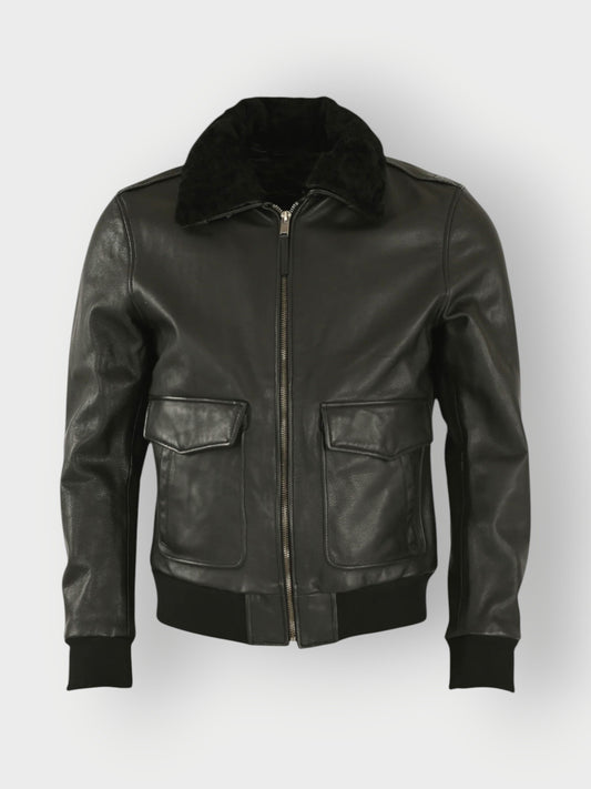 Men's Leather Jacket With Fur Collar