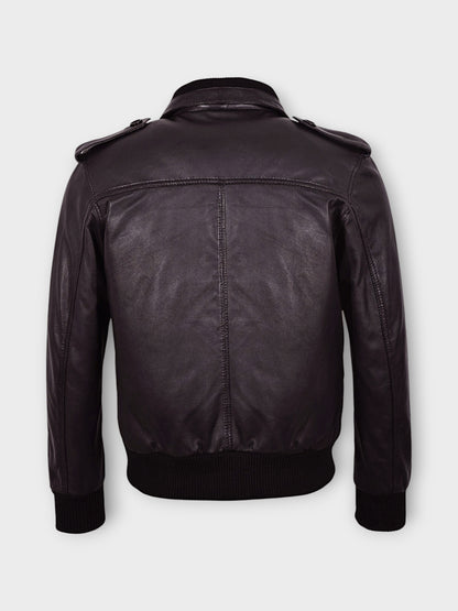 Men's Multi-Pocket Leather Bomber Jacket