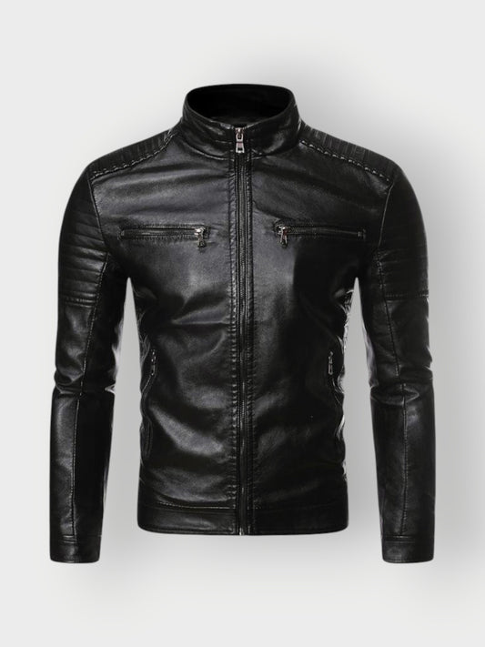 Men's Quilted Black Moto Racer Jacket